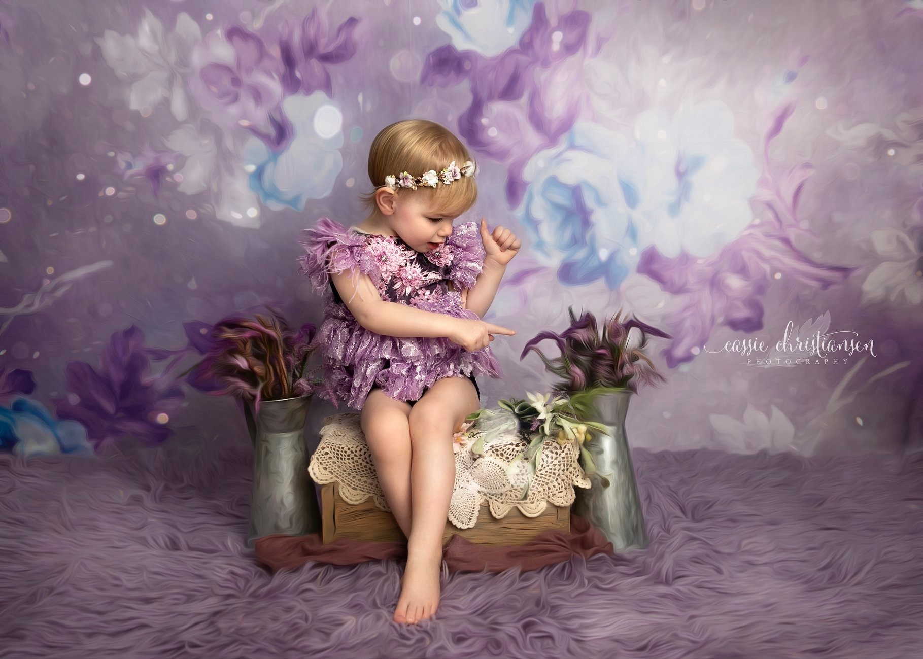 Kate Retro Blurry Bokeh Purple Flowers Backdrop for Photography Designed by JFCC -UK