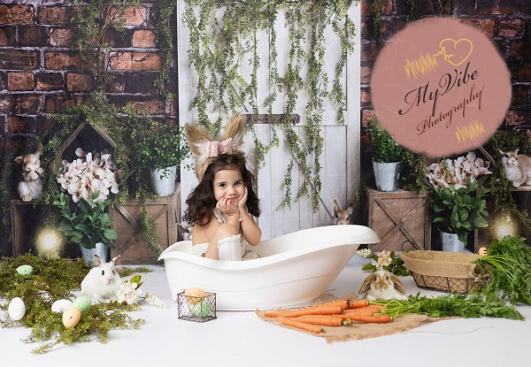 Kate Easter\Spring Brick Garden Bunnies Backdrop Designed by Megan Leigh Photography -UK