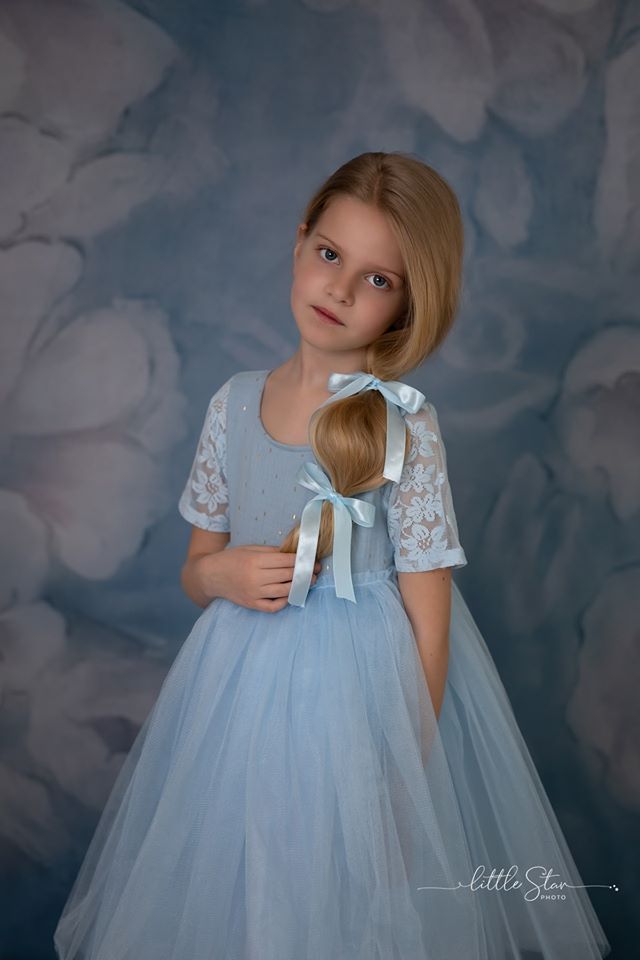 Kate Fine Art Blue Painting Flowers Backdrop for Photography -UK