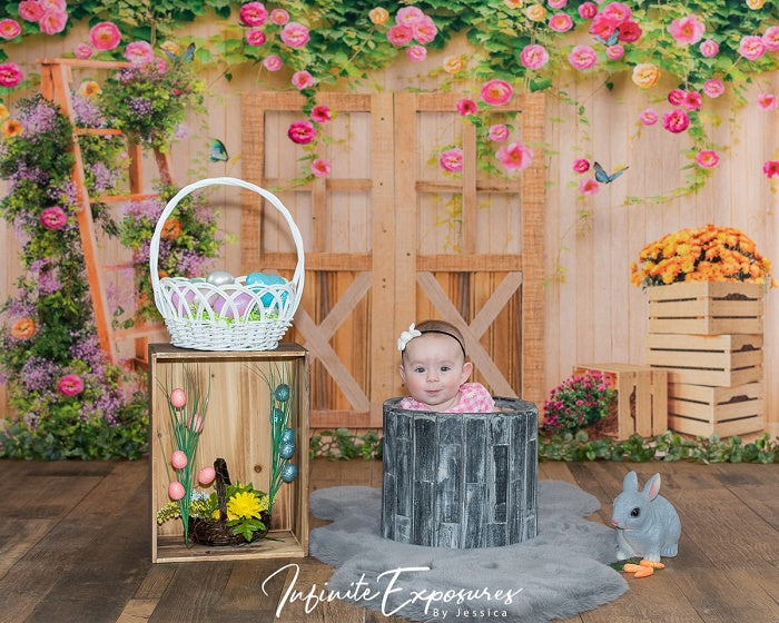 Kate Spring Flower Garden Wood Door Backdrop Designed By Ava Lee -UK