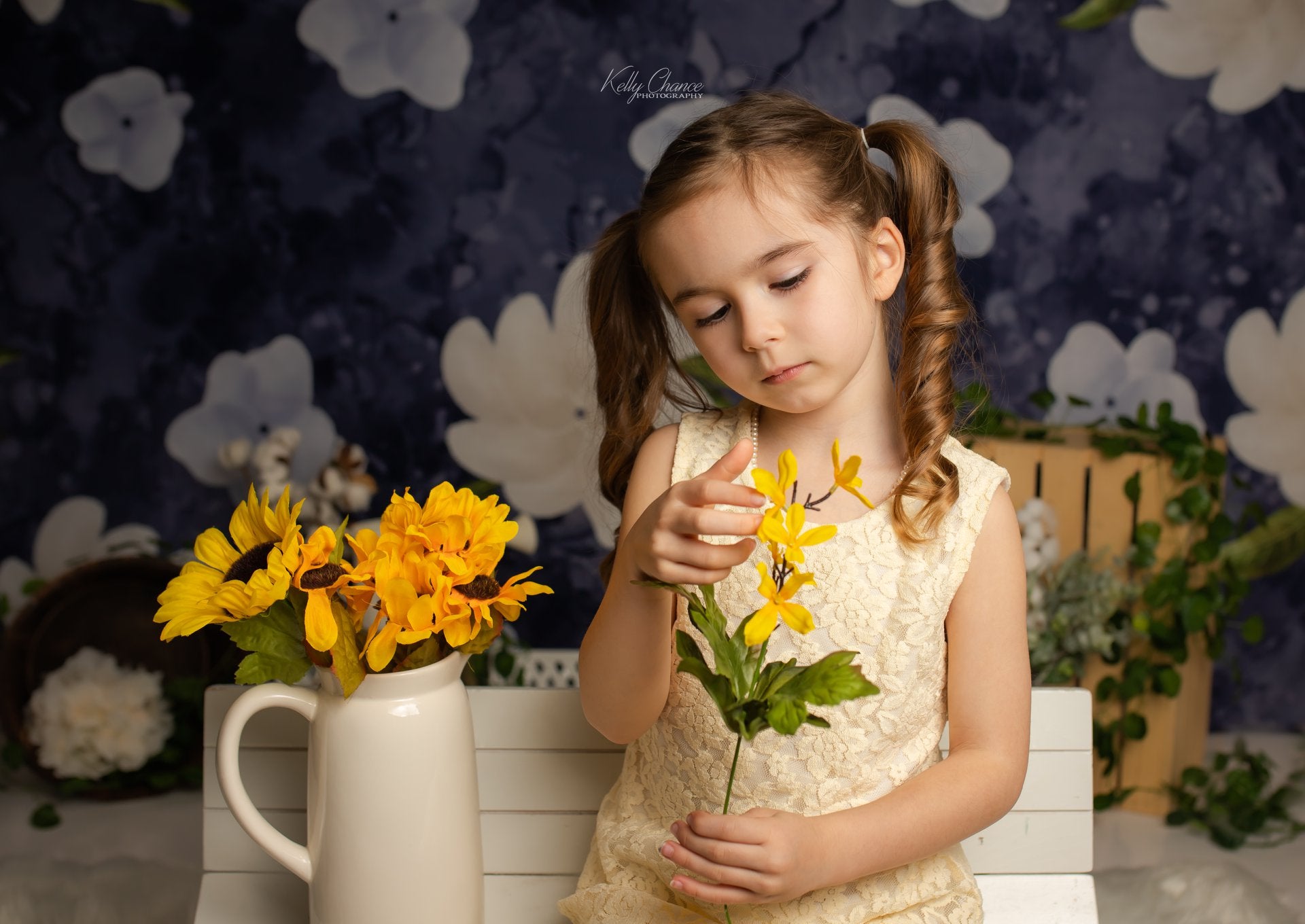 Kate Navy Flower Spring Backdrop Designed by Megan Leigh Photography -UK