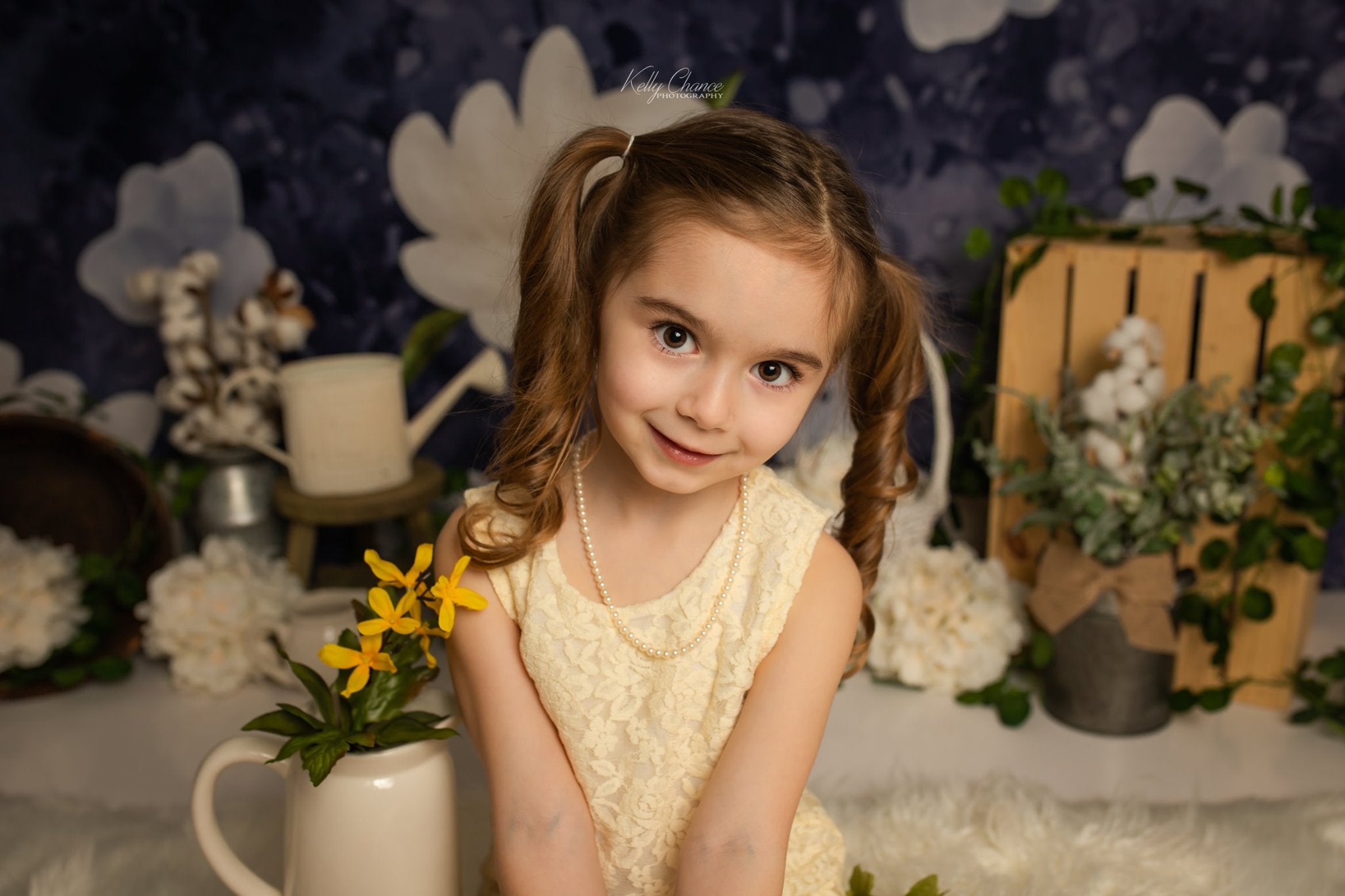 Kate Navy Flower Spring Backdrop Designed by Megan Leigh Photography -UK