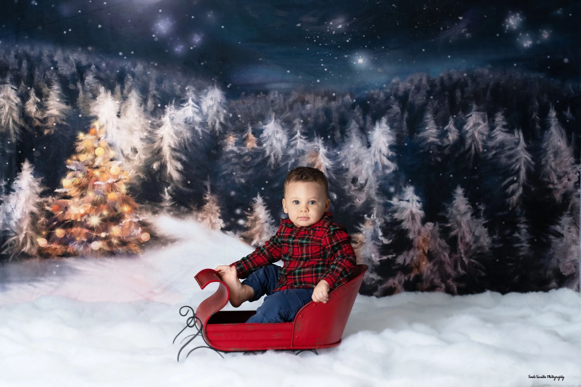 Kate Winter Dream Christmas Night Trees Backdrop for Photography Designed By Jerry_Sina -UK