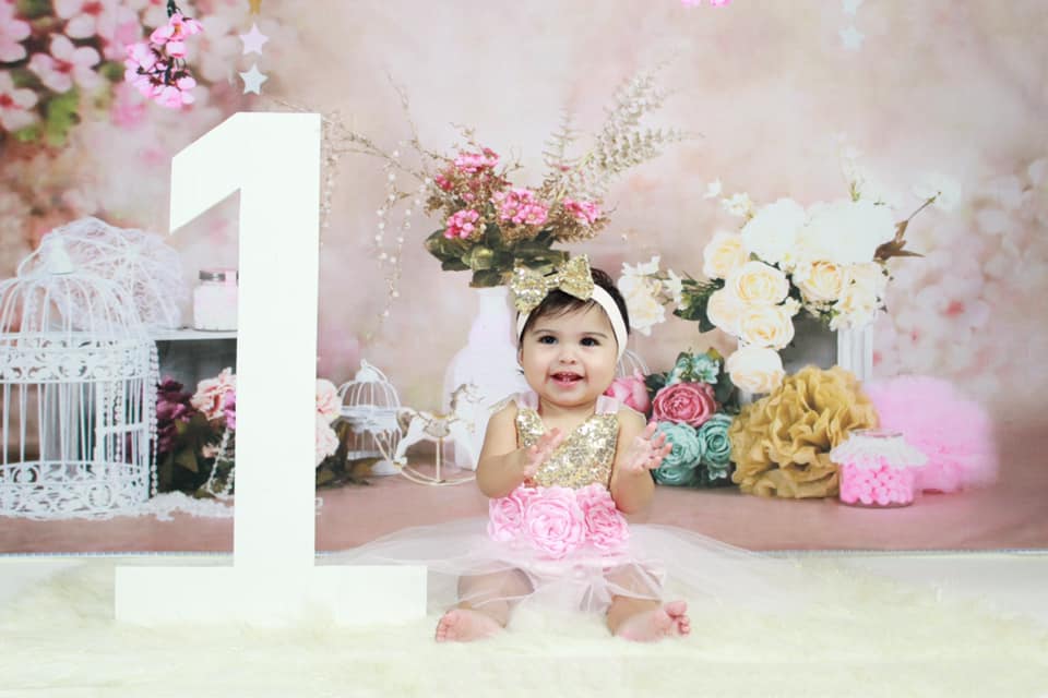 Kate floral antique pink for cake smash backdrop designed by Studio Gumot -UK