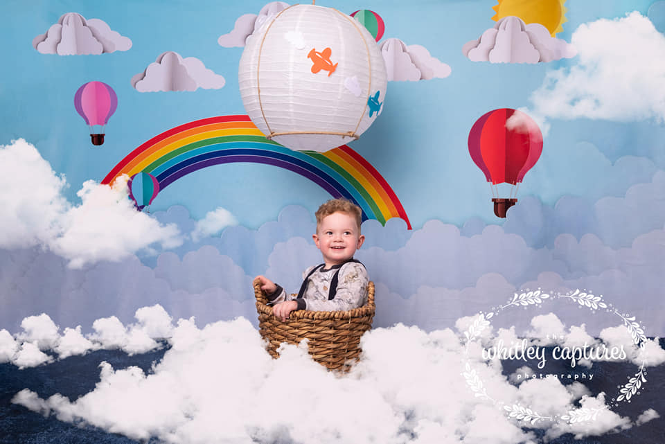 Kate Origami Hot Air Balloon Cloud Rainbow Cake Smash Backdrop Designed By Ava Lee -UK