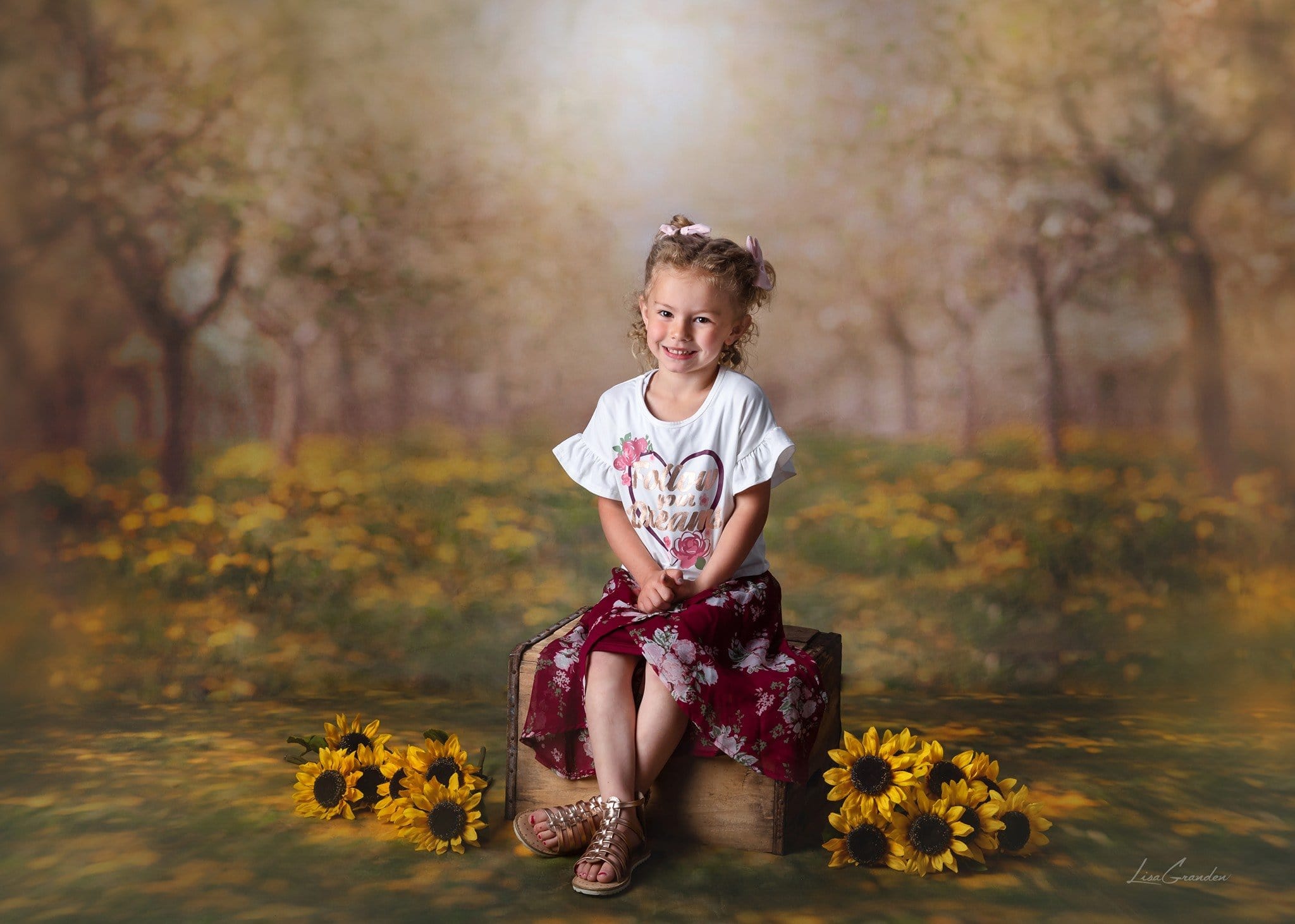 Kate Springtime Orchard in Yellow Backdrop for Photography Designed by Lisa Granden