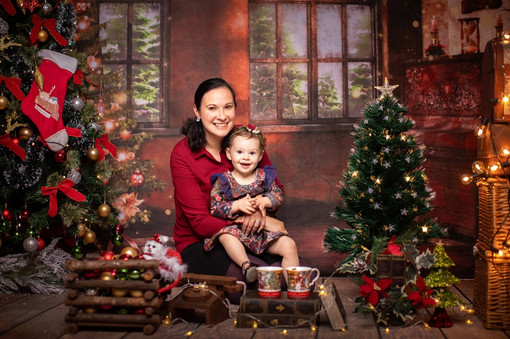 Kate Christmas Tree Window Photography Backdrop Retro Piano Photo Background - Kate backdrop UK