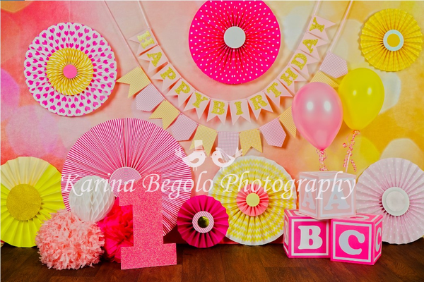Kate 1st Birthday Flowers Backdrop designed by Karina Begolo photography - Kate backdrops UK