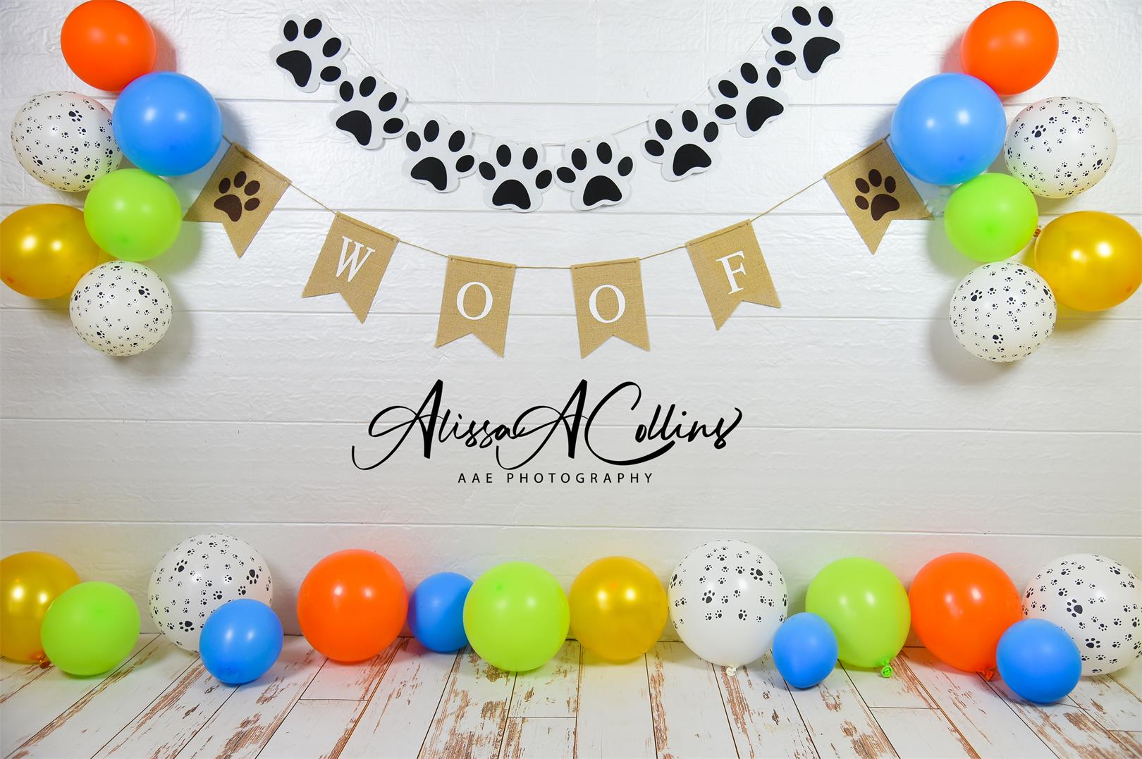 Kate Neutral Dog Balloons Decorations Backdrop Designed by AAE Photography -UK