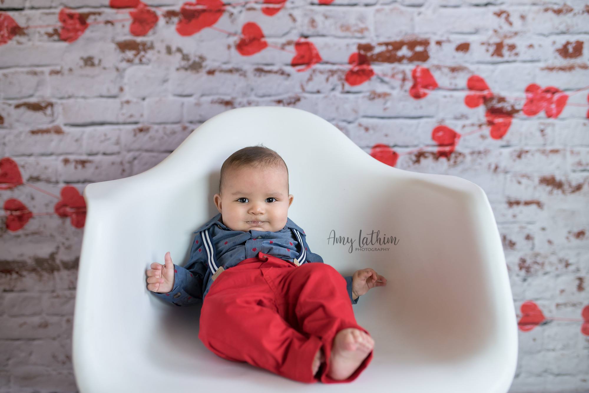 Kate white brick wall with red hearts Valentine's Day Backdrop for Photography designed by Jerry_Sina -UK