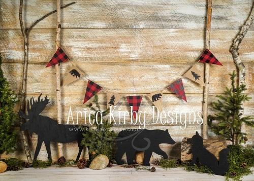 Kate Woodland Plaid Set White Wood Backdrop Designed by Arica Kirby -UK