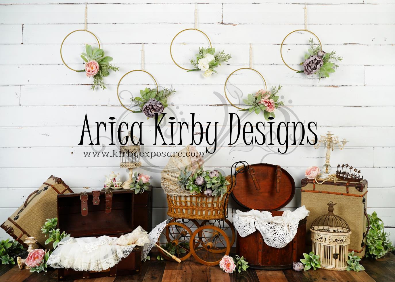 Kate Florals White Wall Backdrop Designed by Arica Kirby -UK