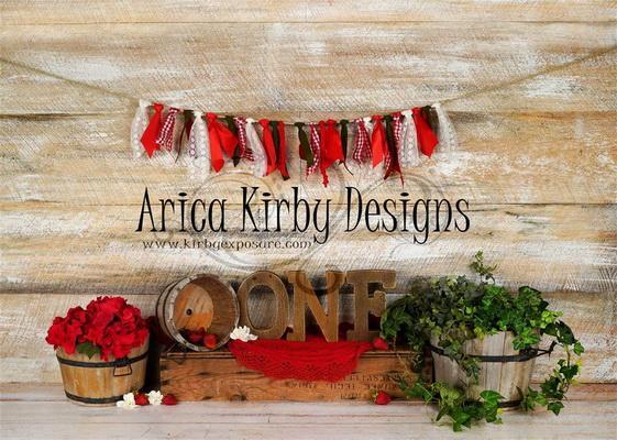 Kate Simple Strawberry ONE Birthday Backdrops Designed by Arica Kirby -UK
