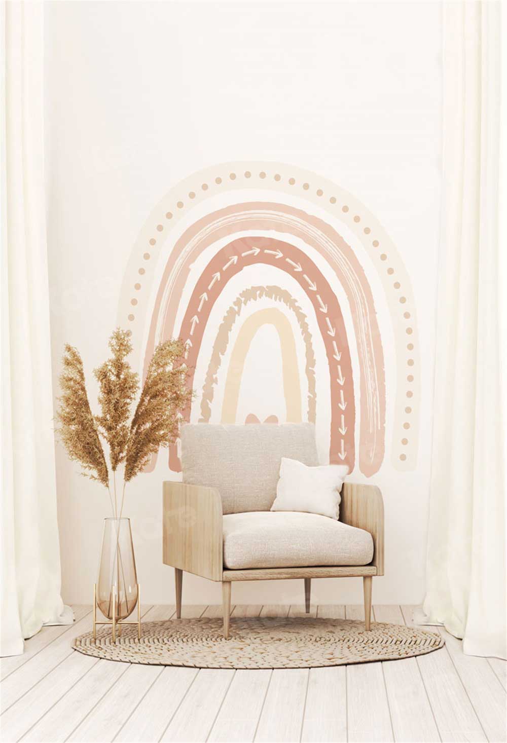 Kate Boho Rainbow Room with Chair Backdrop for Photography -UK