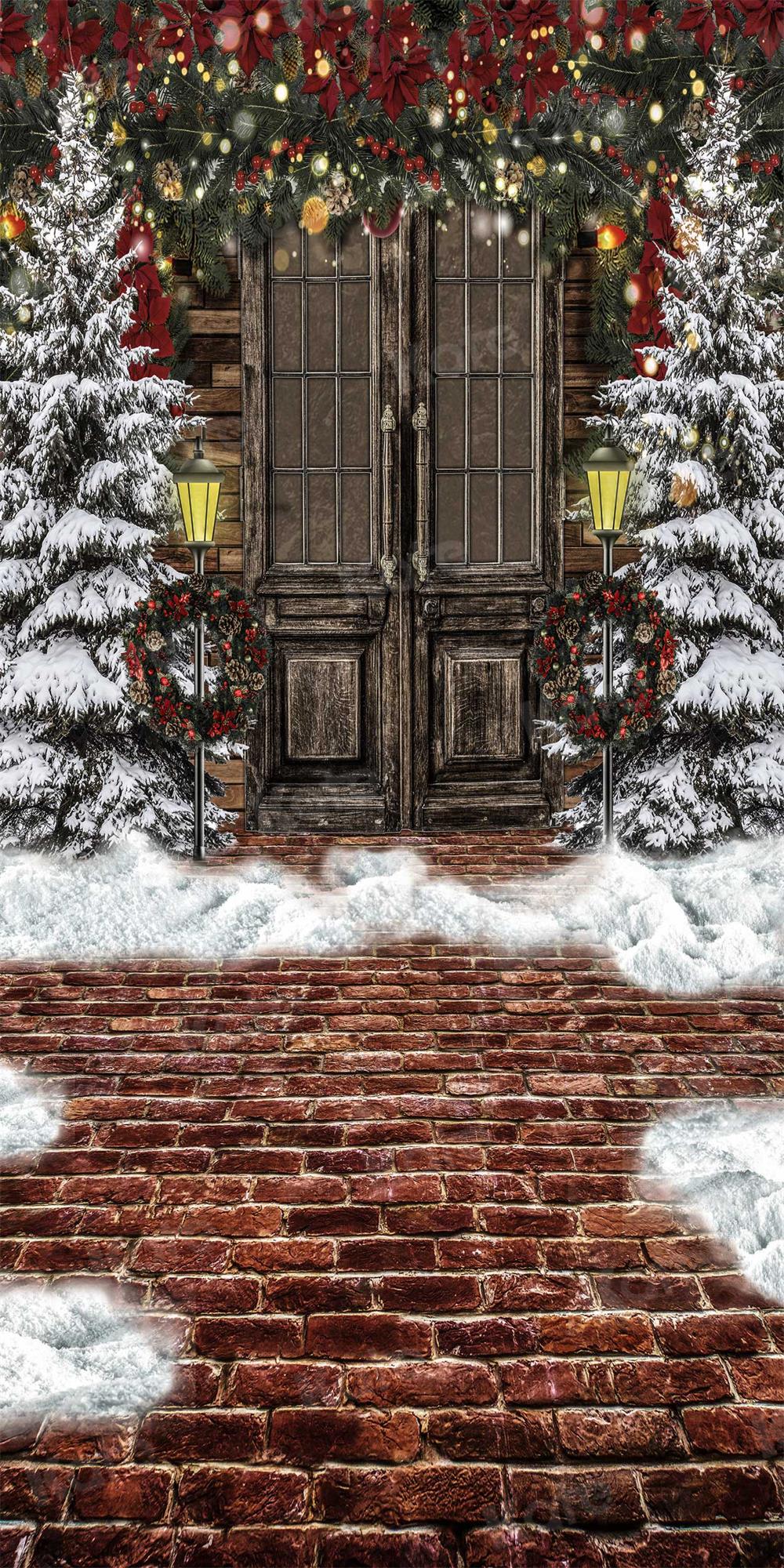 Kate Sweep Christmas Snow Brick Floor Backdrop for Photography -UK