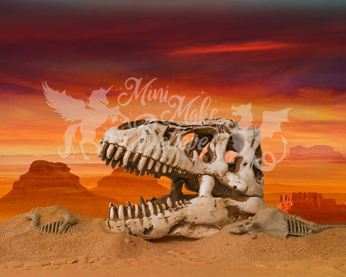 Kate Dino Skull Skeleton Desert Paleontologist Scientist Boy Backdrop Designed by Mini MakeBelieve -UK
