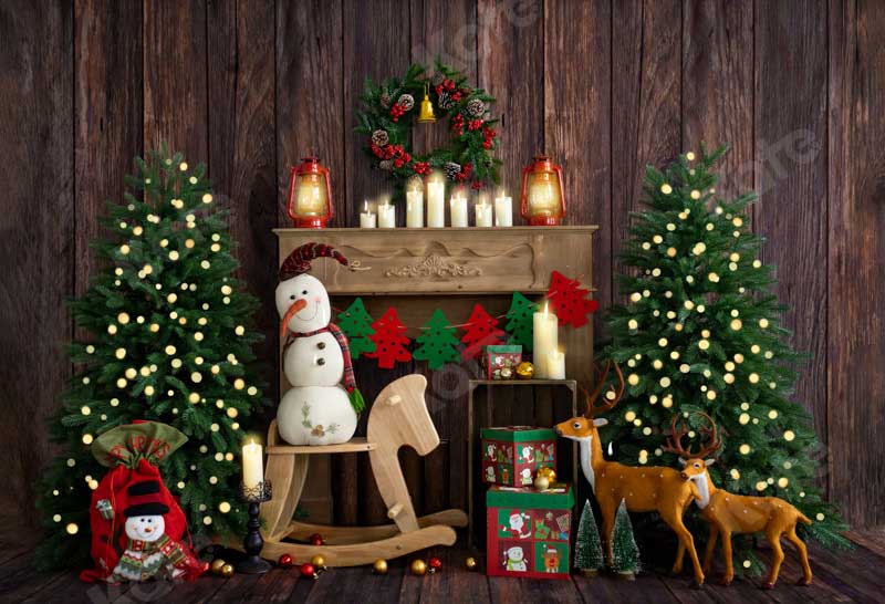Kate Christmas Room with Elk Snowman Decorations Backdrop Designed by Emetselch -UK
