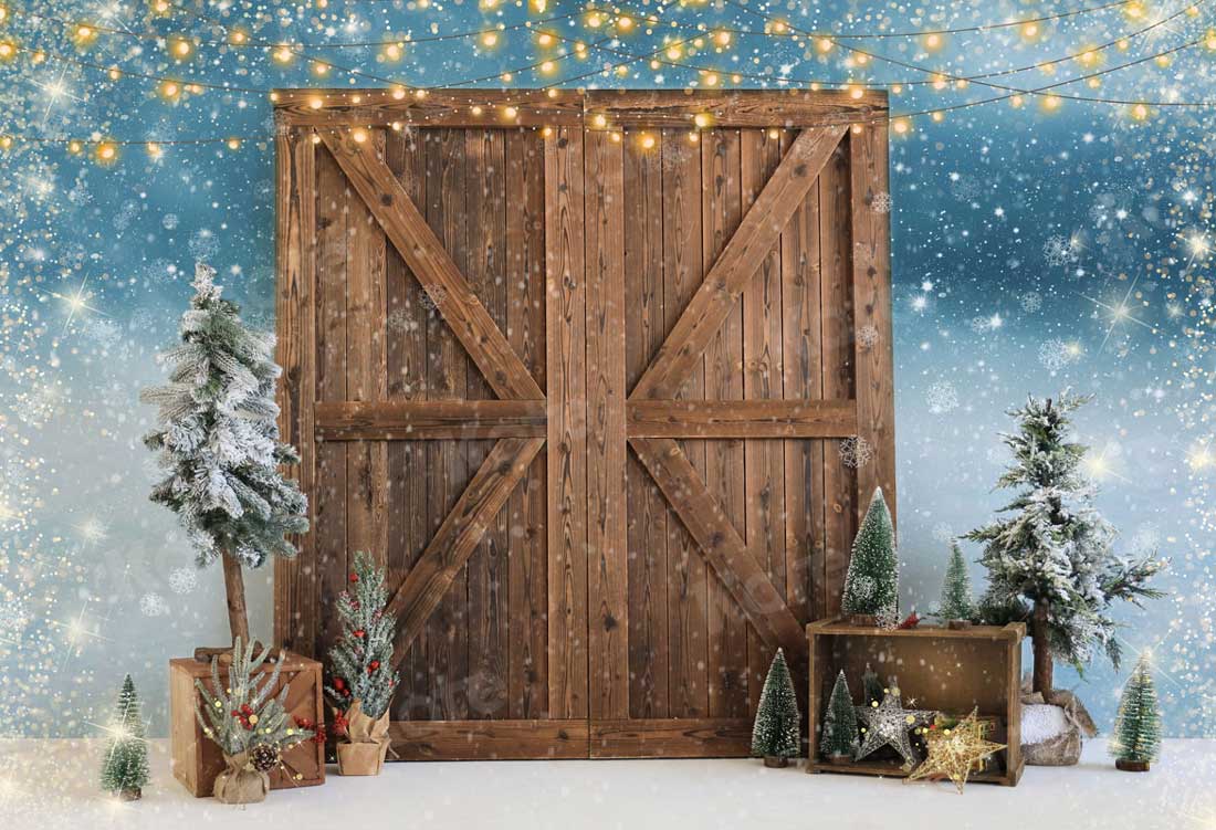 Kate Winter Snowy Trees Barn Door Backdrop for Photography -UK