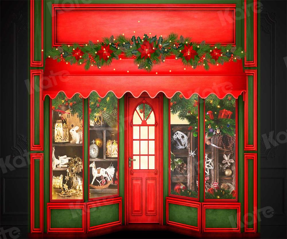 Kate Merry Christmas Shop Front Backdrop for Photography -UK