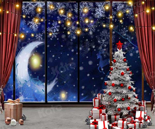Kate Christmas Gifts Moon Window Snowy Backdrop for Photography -UK