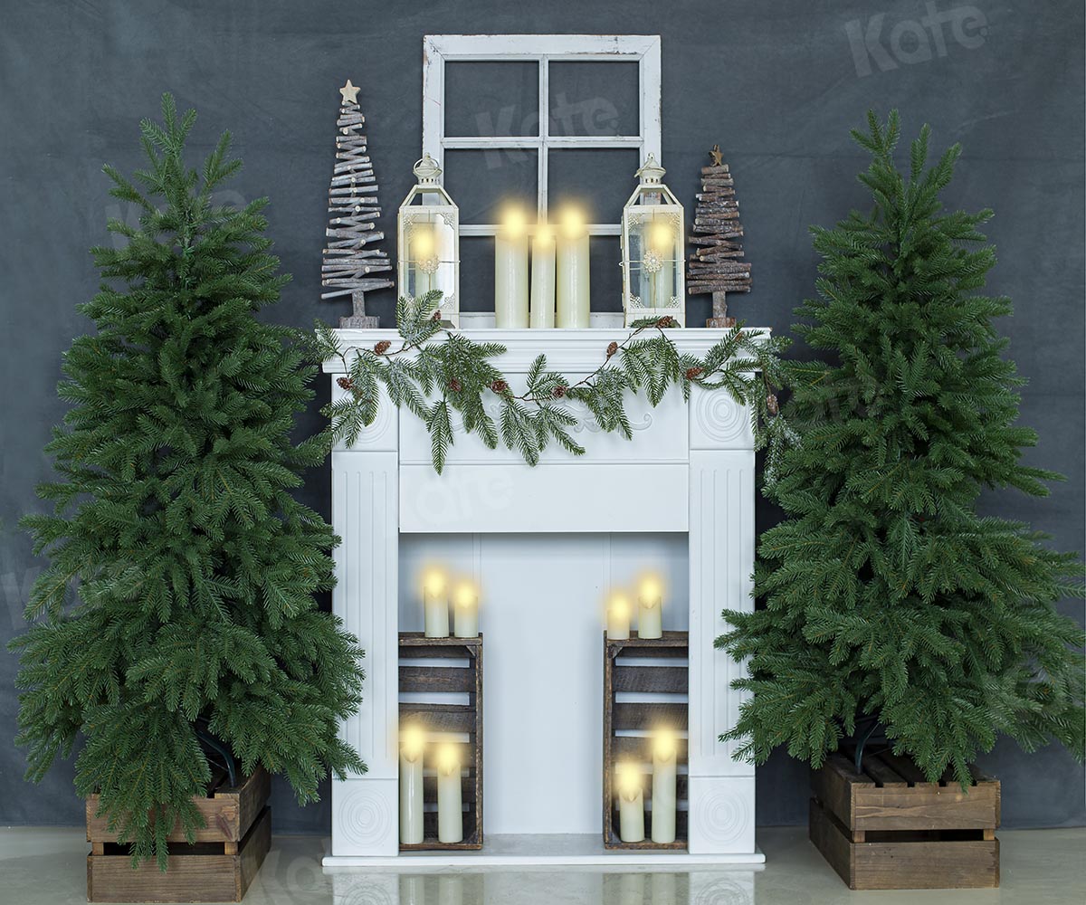 Kate Fireplace Candlelight Christmas Backdrop Designed by Emetselch -UK