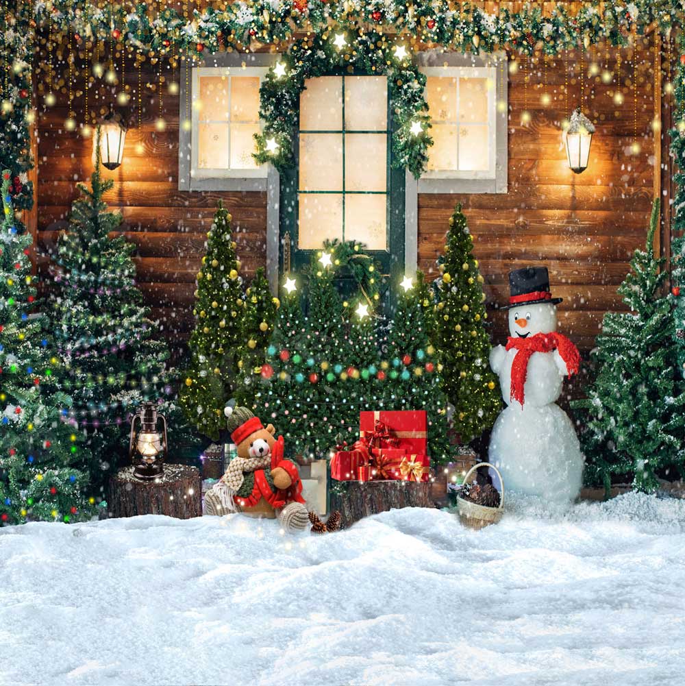 Kate Christmas Trees Snow House Backdrop for Photography -UK