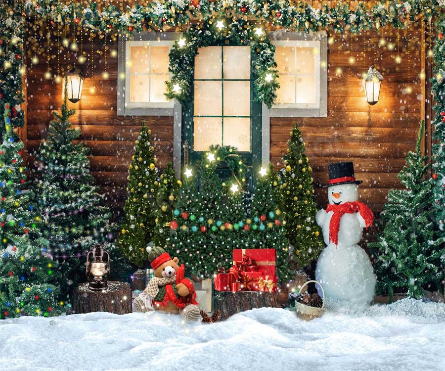 Kate Christmas Trees Snow House Backdrop for Photography -UK