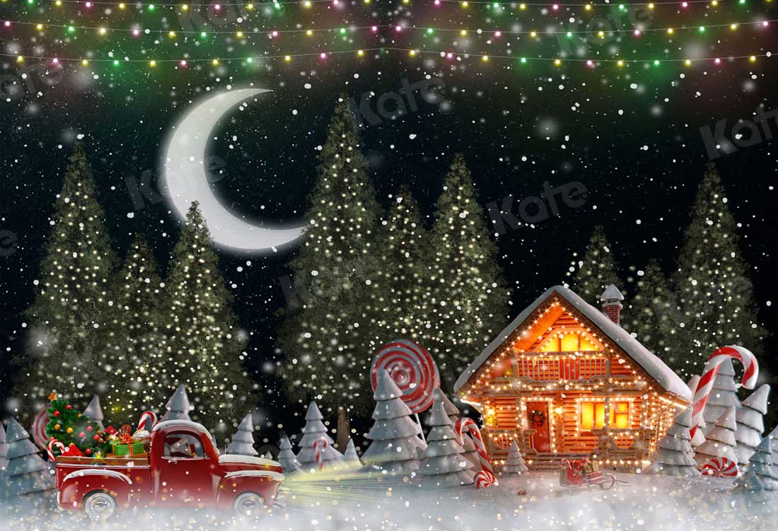 Kate Christmas Night Candy House Backdrop for Photography -UK