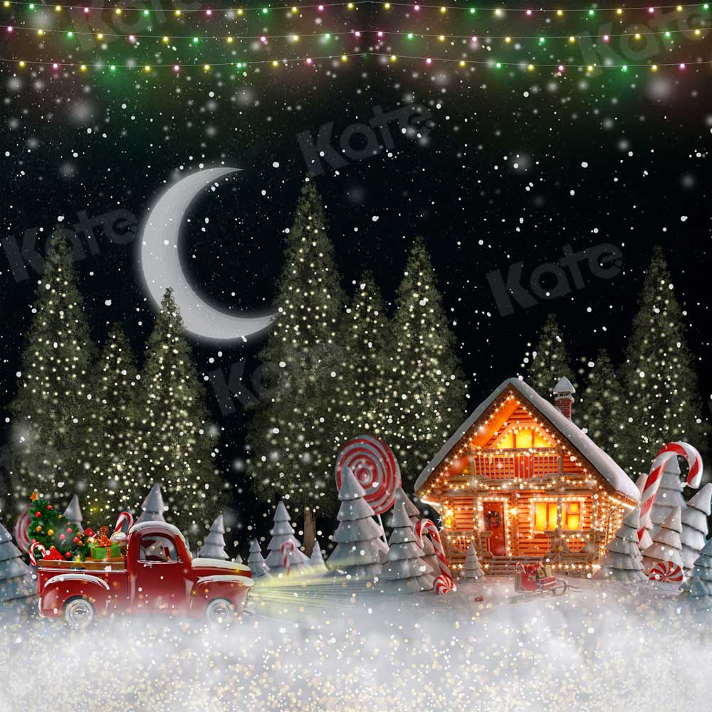 Kate Christmas Night Candy House Backdrop for Photography -UK
