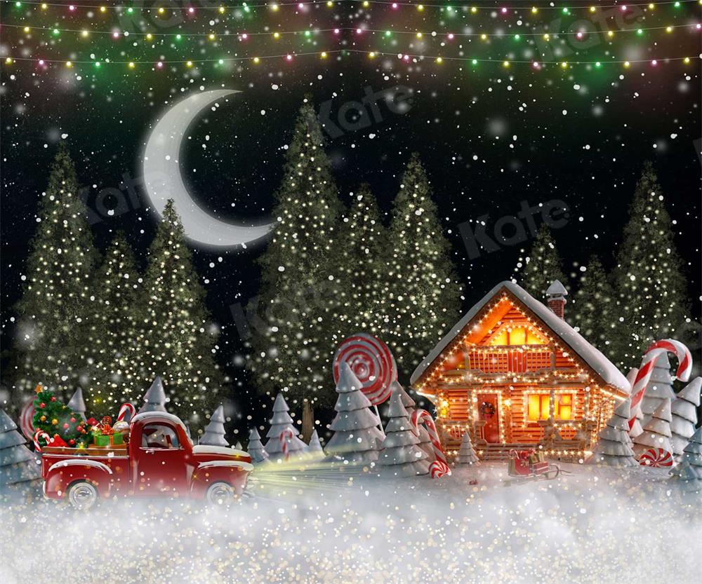 Kate Christmas Night Candy House Backdrop for Photography -UK