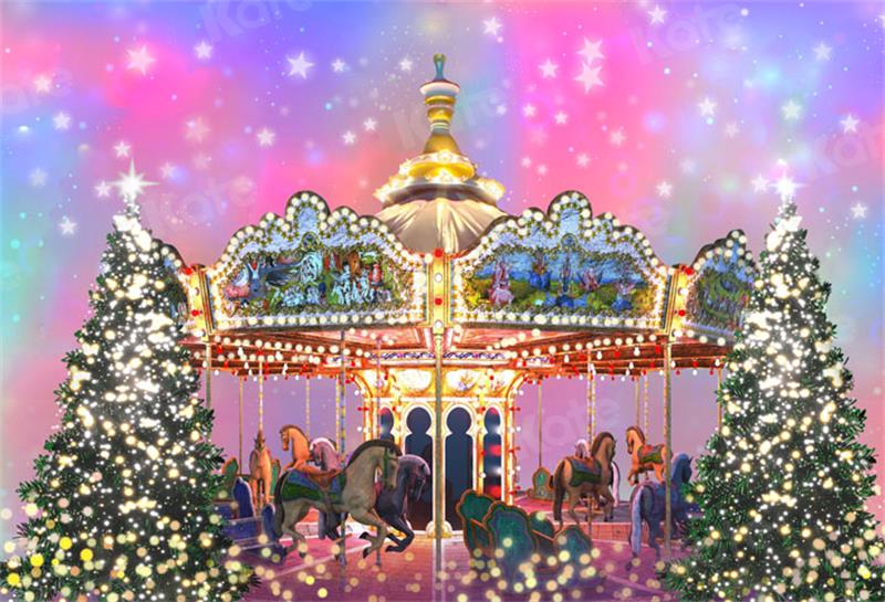 Kate Fantasy Christmas Carousel Backdrop for Photography -UK