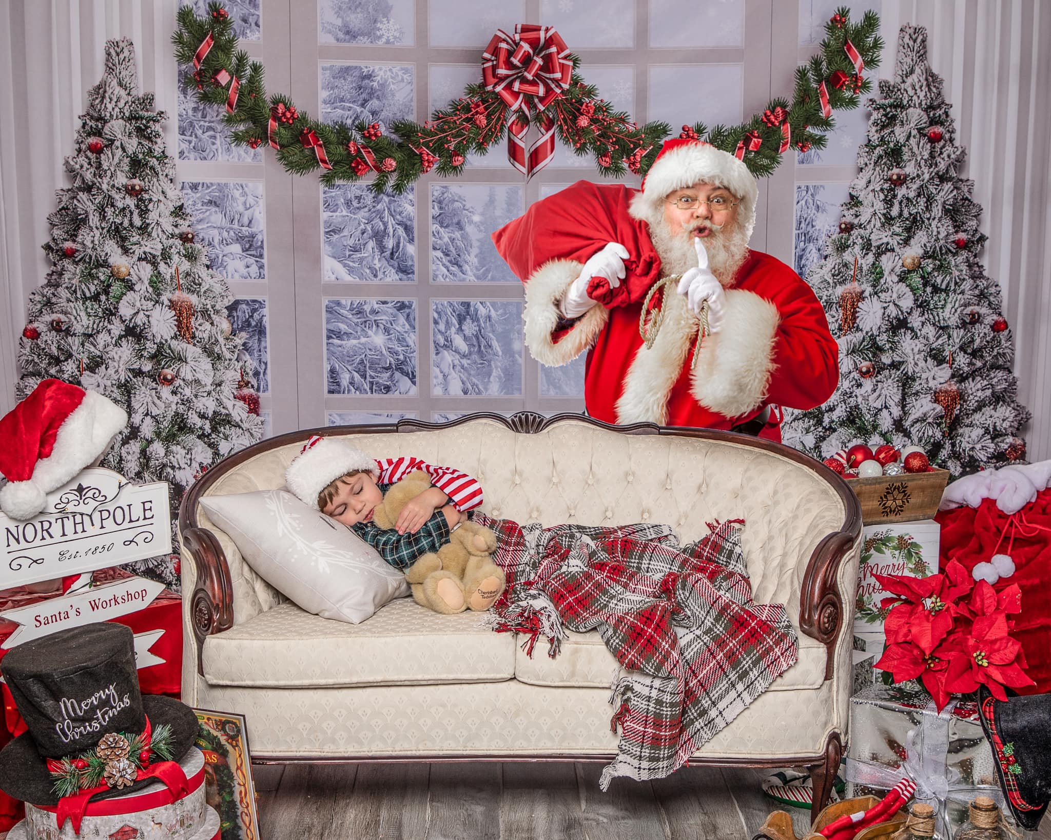 Kate Christmas Tree Winter White Window Backdrop Designed by Chain Photography -UK