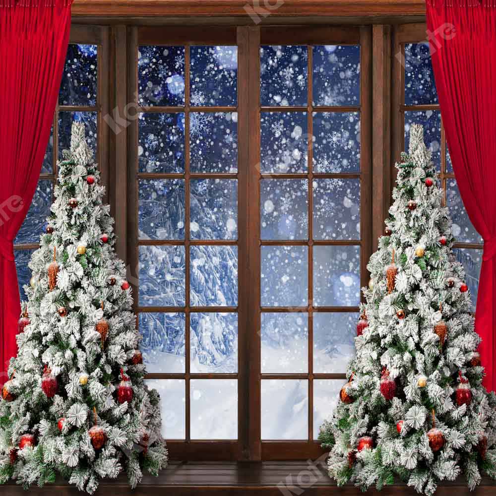 Kate Winter Snow Christmas Window Backdrop Designed by Chain Photography