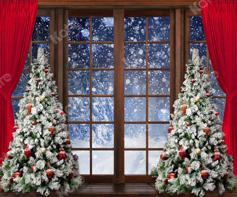 Kate Winter Snow Christmas Window Backdrop Designed by Chain Photography