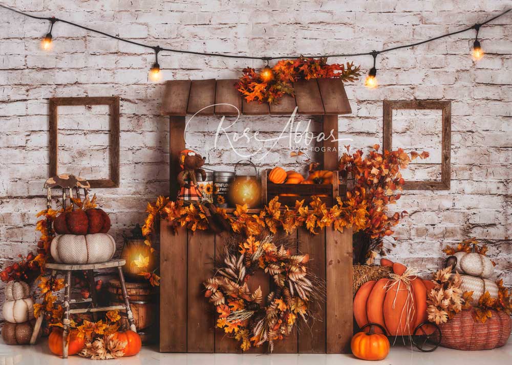 Kate Autumn Pumpkin Stand Harvast Backdrop Designed By Rose Abbas -UK