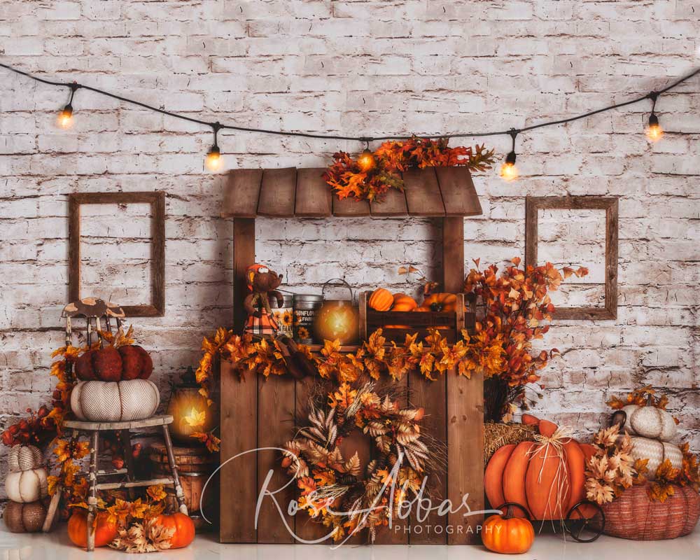 Kate Autumn Pumpkin Stand Harvast Backdrop Designed By Rose Abbas -UK
