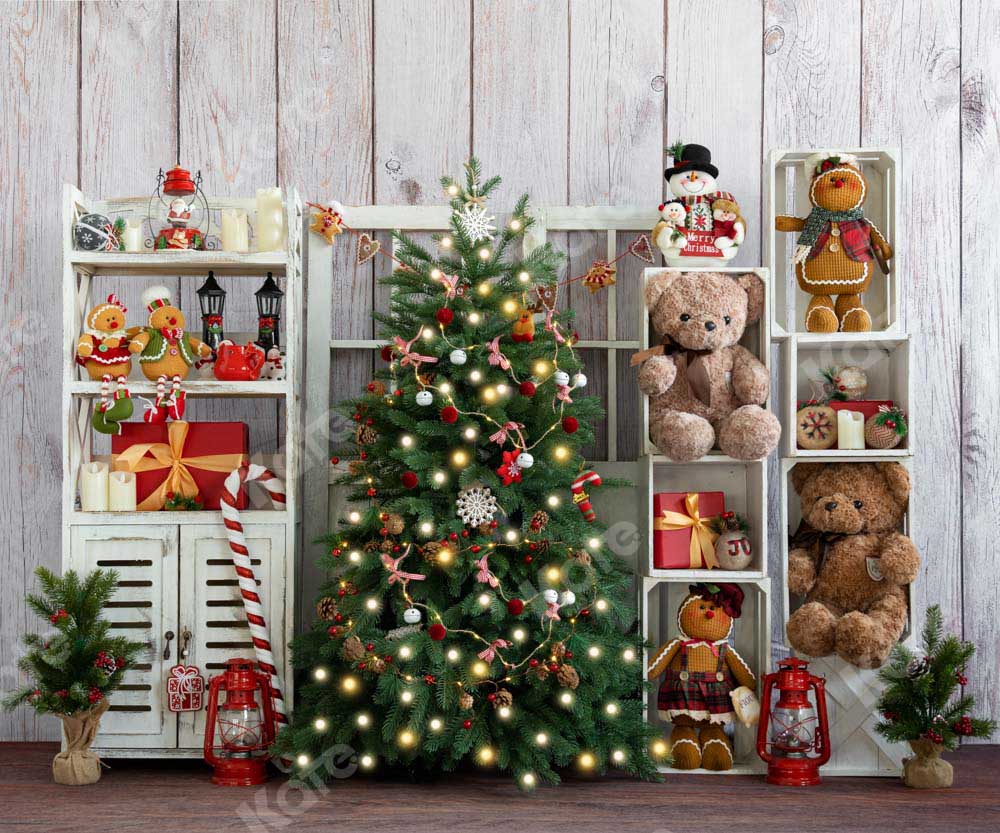 Kate Christmas Shelf Tree with Bear Gifts Backdrop Designed by Emetselch -UK