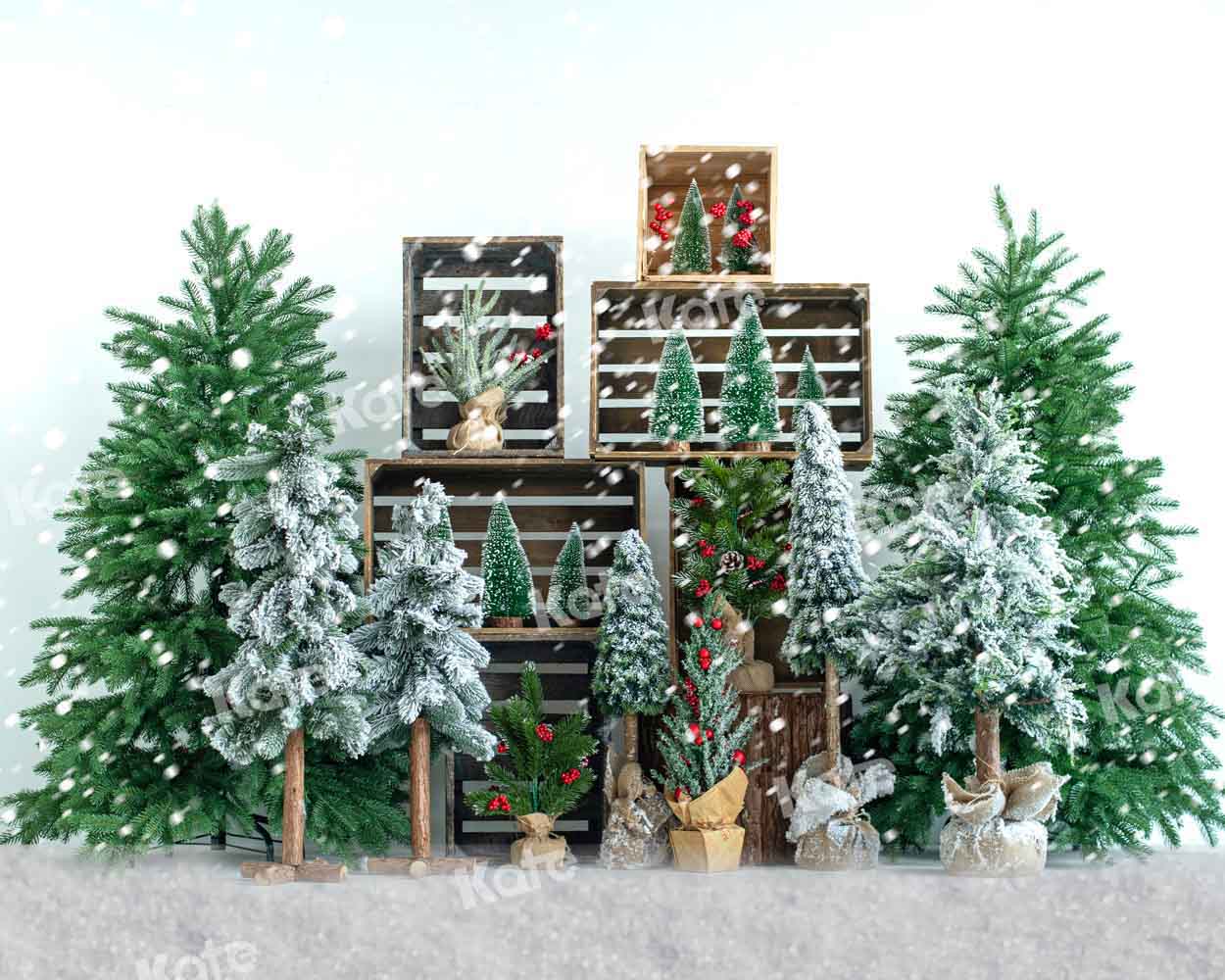 Kate Christmas Trees Snowy Backdrop Designed by Emetselch -UK