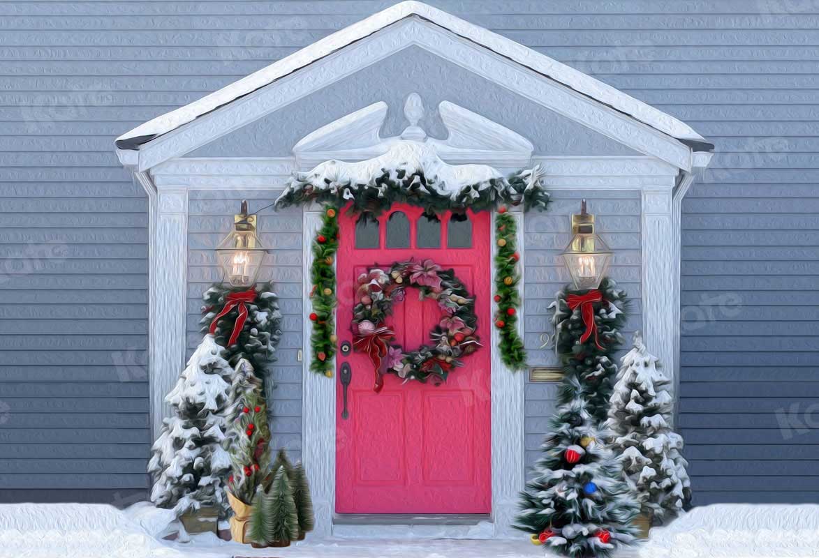 Kate Christmas Front Door Painting Backdrop for Photography -UK