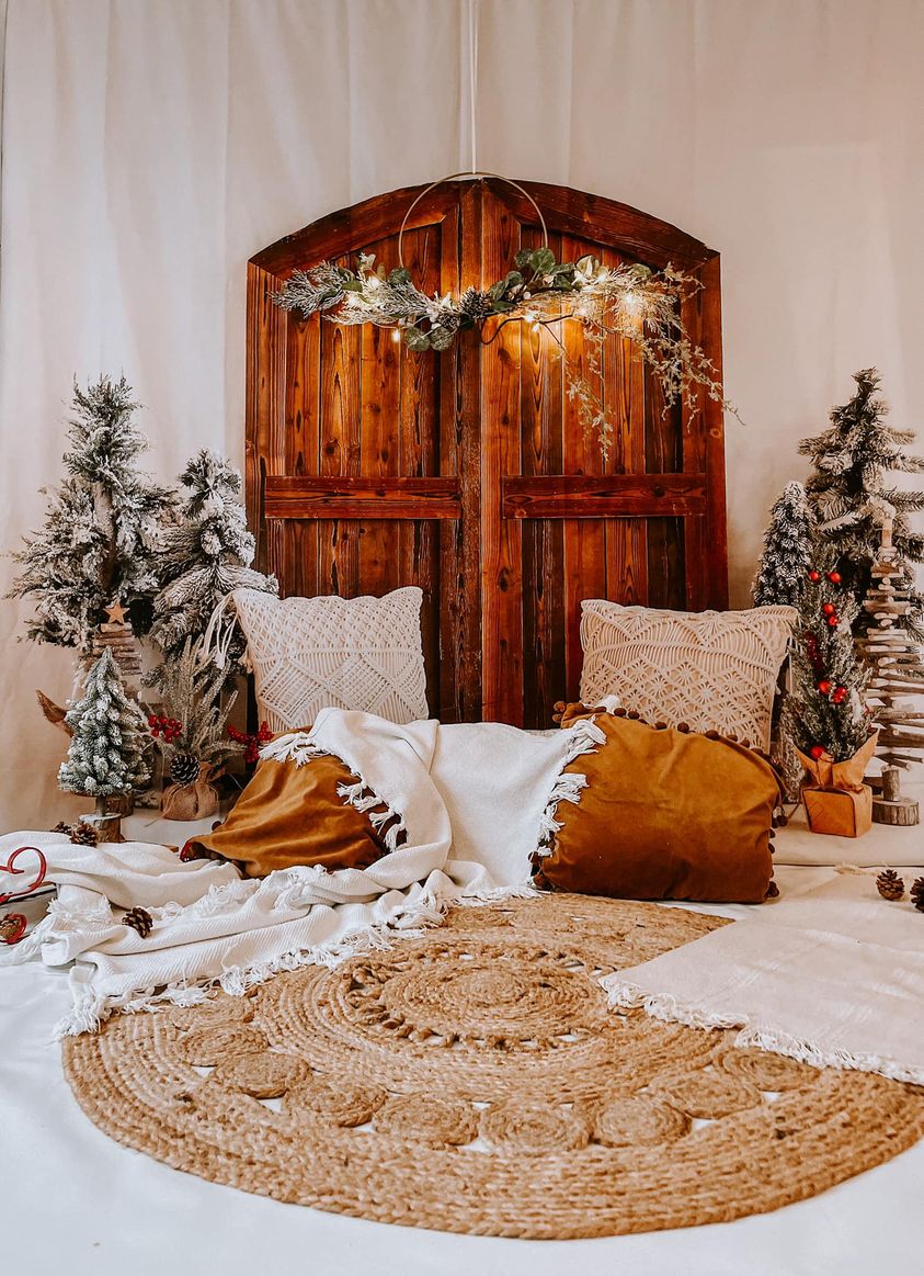 Kate Christmas Tree Boho Backdrop Barn Door for Photography -UK