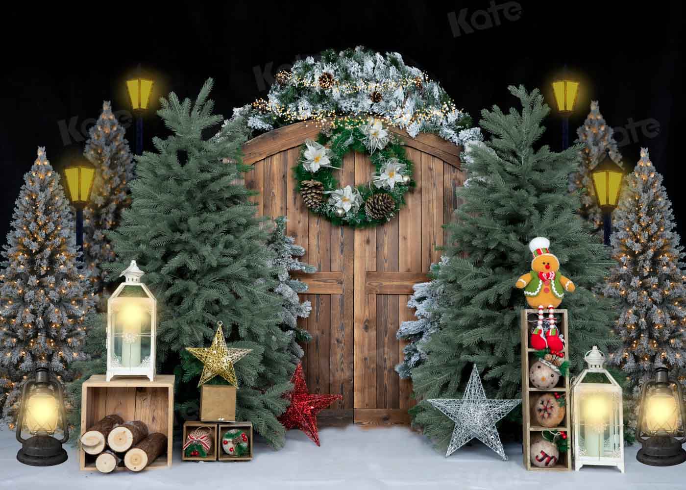 Kate Christmas Trees Barn Door Backdrop Designed by Emetselch -UK