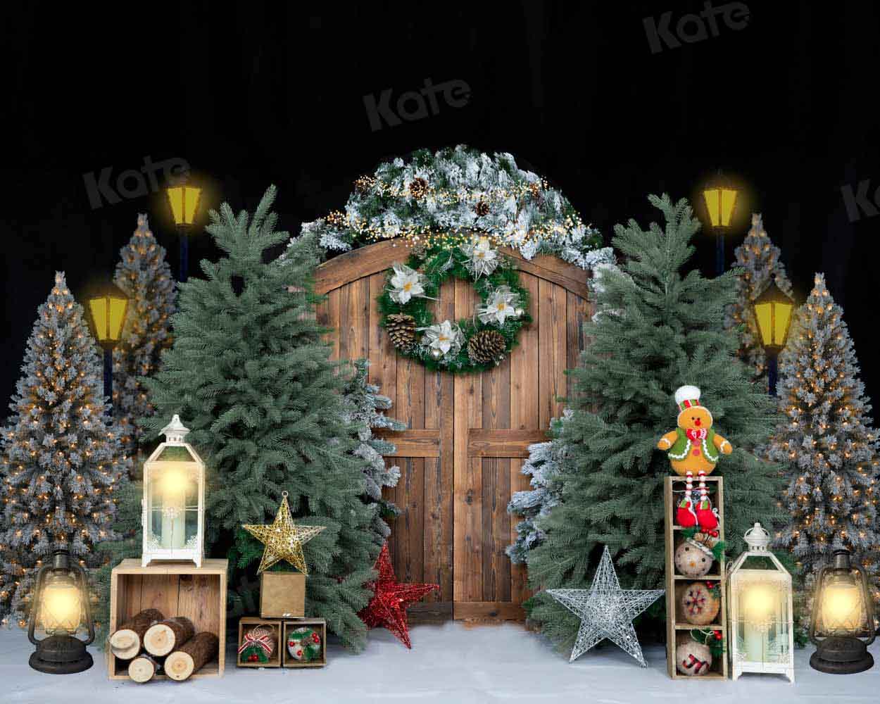 Kate Christmas Trees Barn Door Backdrop Designed by Emetselch -UK