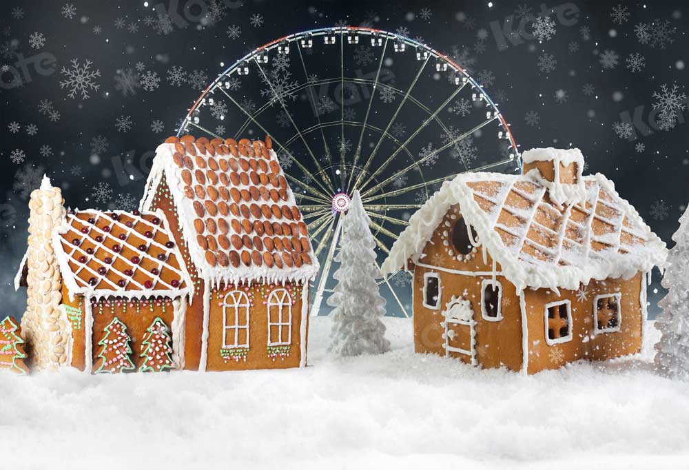 Kate Christmas Candy House Backdrop Ferris Wheel for Photography -UK