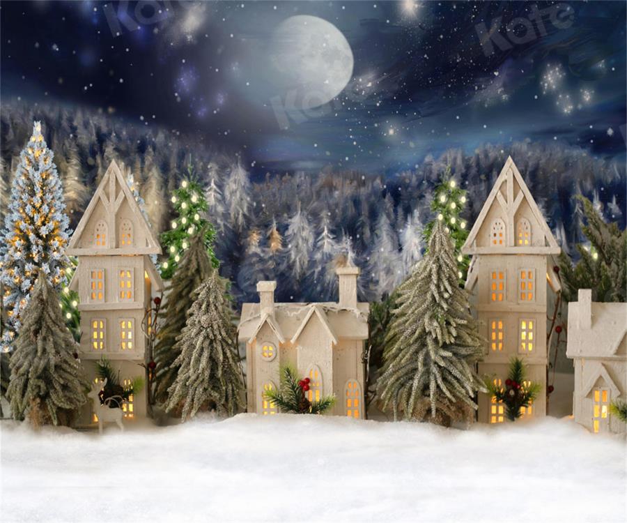 Kate Winter Night Christmas House Backdrop for Photography -UK