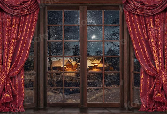 Kate Christmas Retro Window Winter Backdrop for Photography -UK