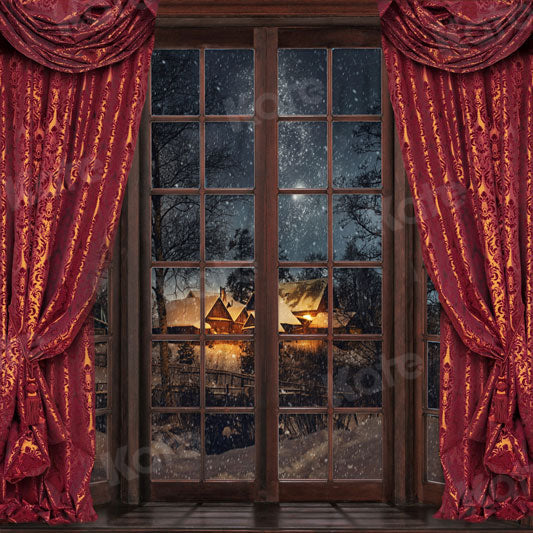 Kate Christmas Retro Window Winter Backdrop for Photography -UK