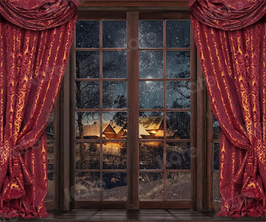 Kate Christmas Retro Window Winter Backdrop for Photography -UK