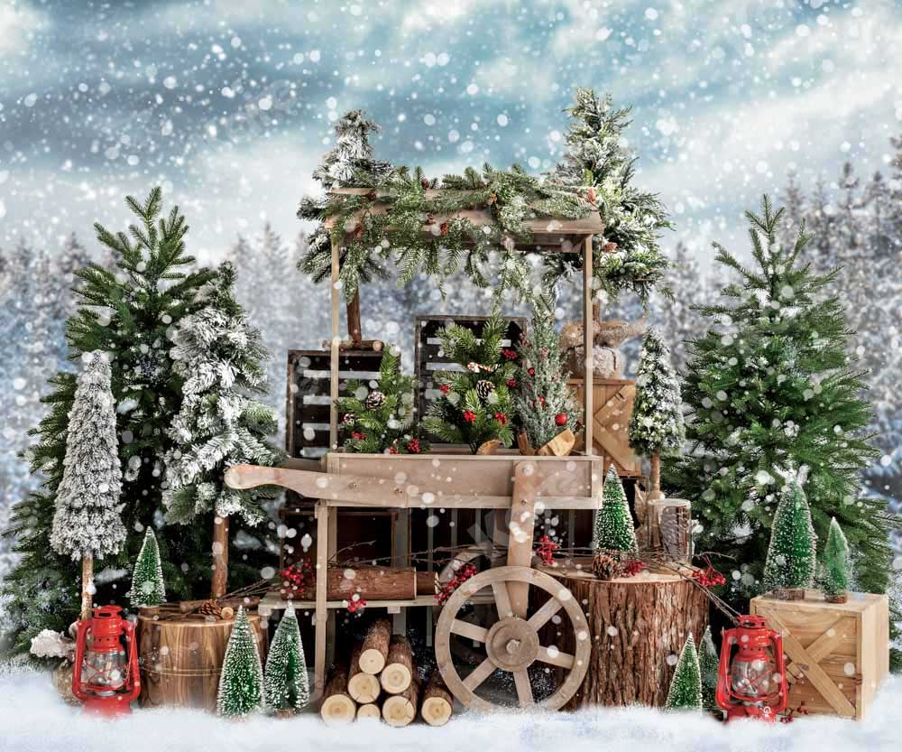 Kate Christmas Snowy Tree Vending Truck Winter Backdrop Designed by Emetselch -UK