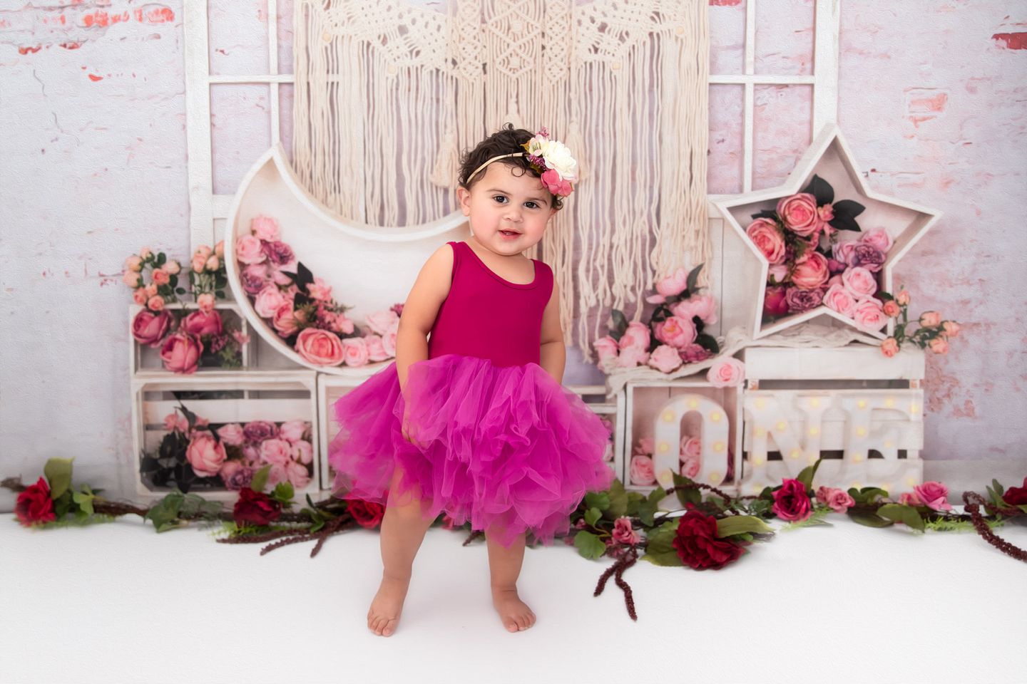 Kate Birthday Flower Boho Cake Smash Backdrop Designed by Emetselch -UK