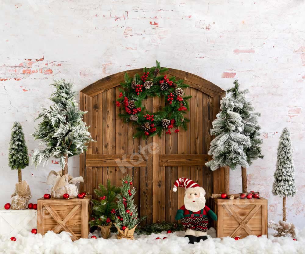 Kate Christmas Tree Snow Barn Door Backdrop Designed by Emetselch -UK